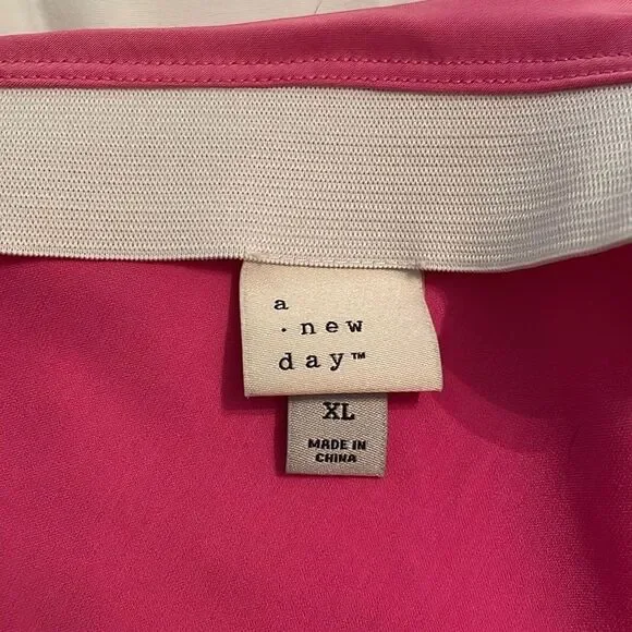 A New Day Hot Pink Pull-On Midi Skirt Womens Size Extra Large Side Slit - Picture 2 of 7